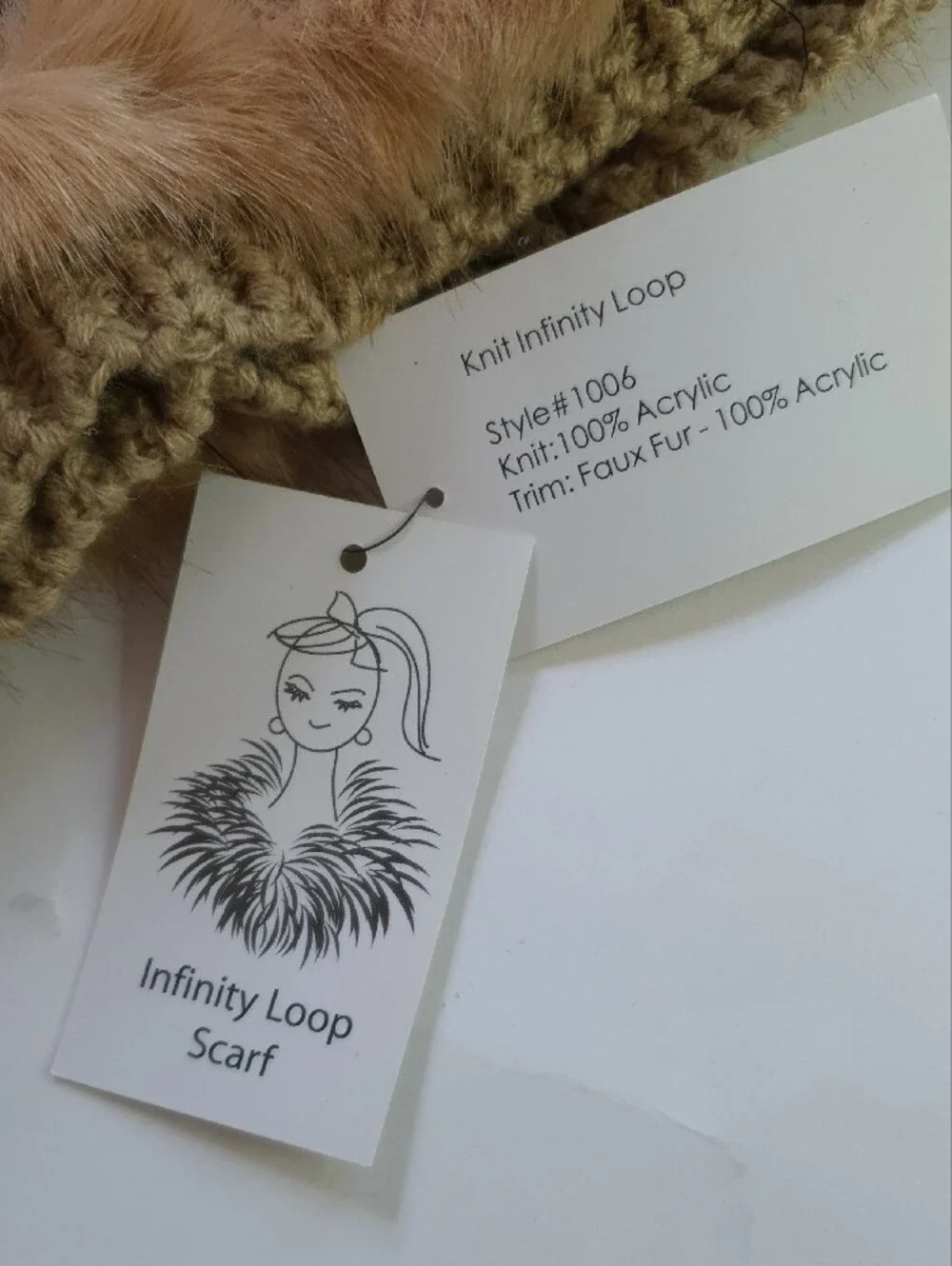 Faux Fur Knit Infinity Scarf - Beige + Free Gift